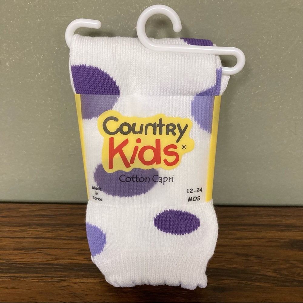 $1 Country Kids Cotton Capri Tights Purple Polka Dots 12-24 Months (BUNDLE ONLY)
